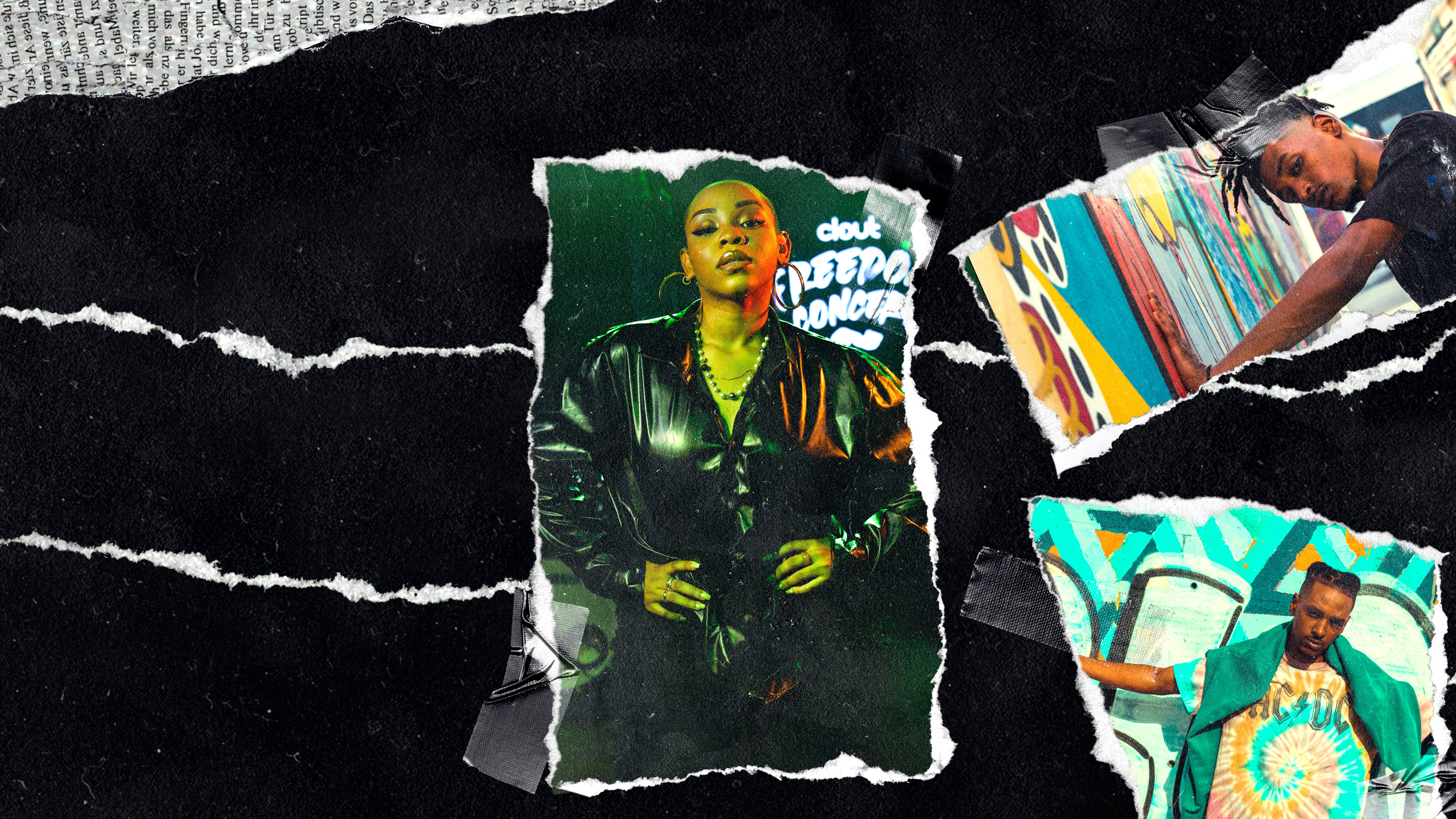 Ripped paper, retro, music video